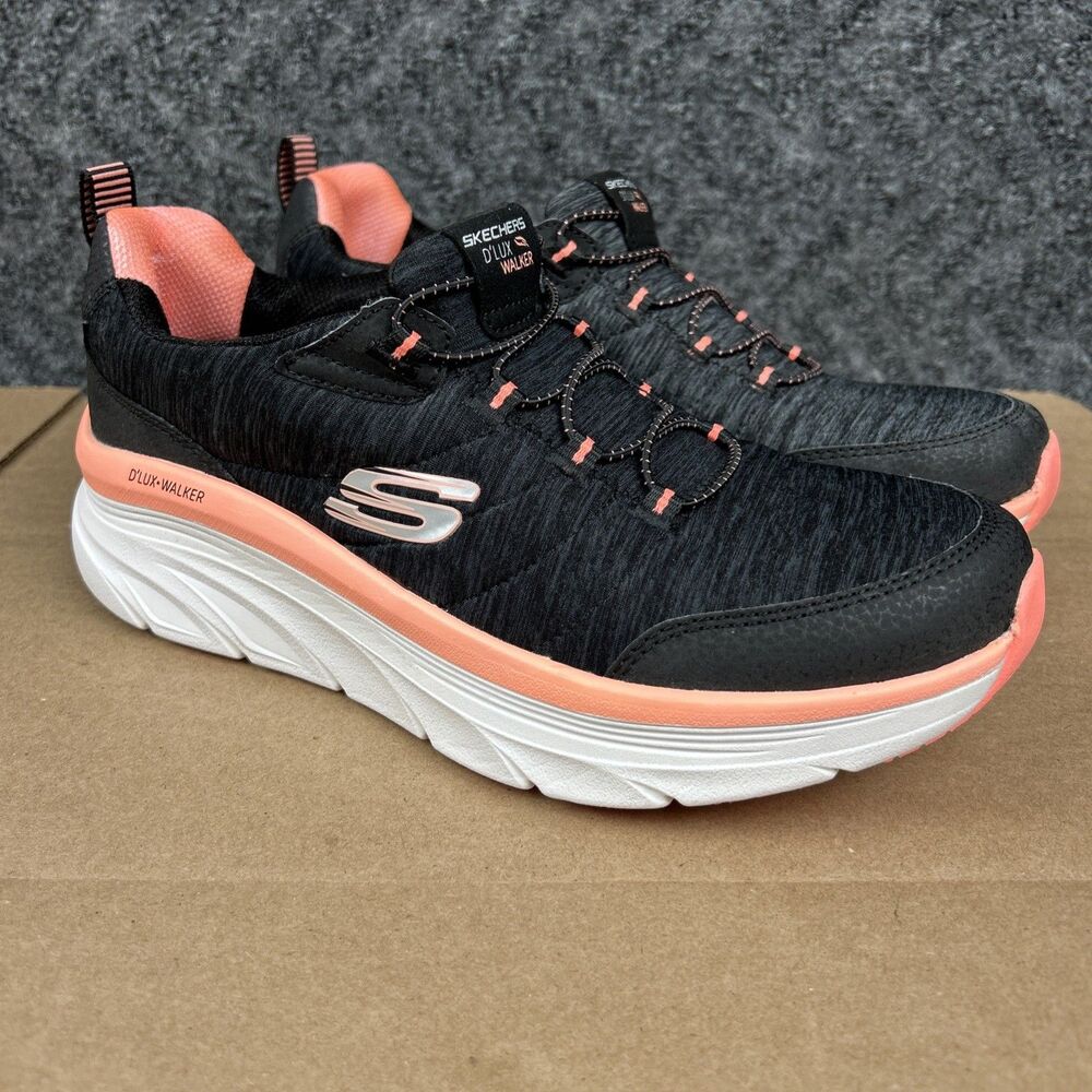 Skechers D'Lux Walker - Infinite Motion Women's 9.5 Walking Shoes Black Peach